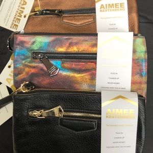 Real leather wristlet hand bags